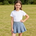 thumbnail image 5 of Ticikt Stylish Denim A Line Skirt for Girls with Side Zipper and Pleated Design Fashion Casual Wear,Color:Light Blue,Size:9-10 Years, 5 of 5