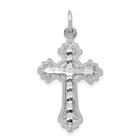 10k White Gold Diamond-Cut CROSS CHARM