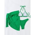 thumbnail image 5 of 2024 3 Piece Bikini Set For Women - Halter String Push Up Triangle Top - Sexy Bikini Swimwear - Beach Cover Up-Solid Color Halterneck Bra Low Waist Briefs with Tie-up Skirt Bathing Swimsuit, 5 of 5