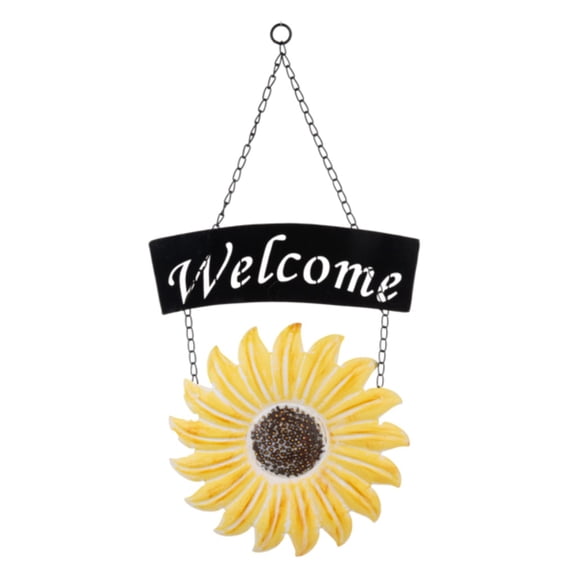 Ganz Hanging Welcome Yellow Sunflower Wall Decoration 11.75 x 22.6 Inch