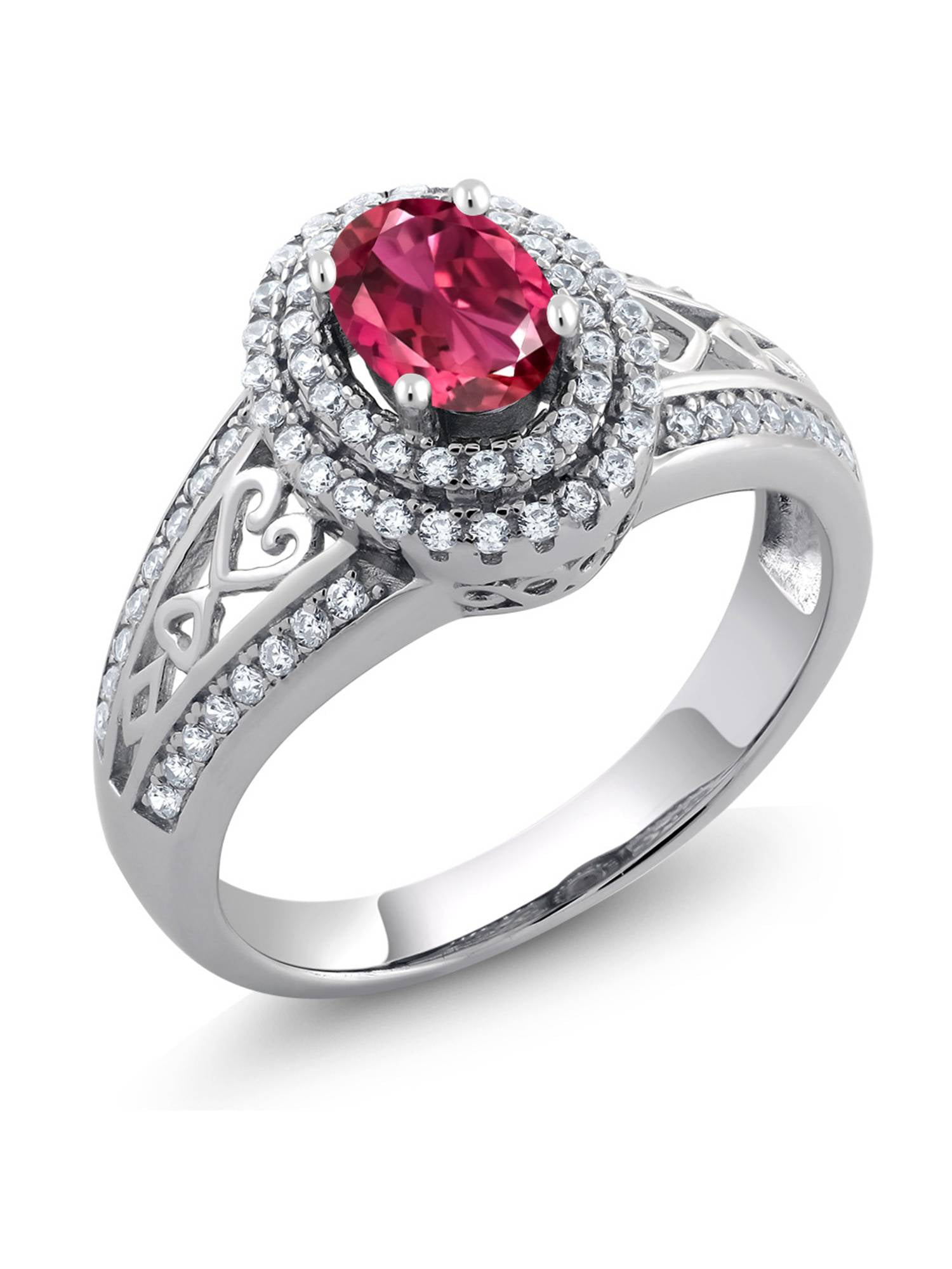 Gem Stone King 925 Sterling Silver Pink Tourmaline Women's Engagement