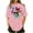Pink, variant on Staron Plus Size Women's Casual Floral Print Short Sleeve Round Neck Loose T-Shirt Top, Pink 5XL