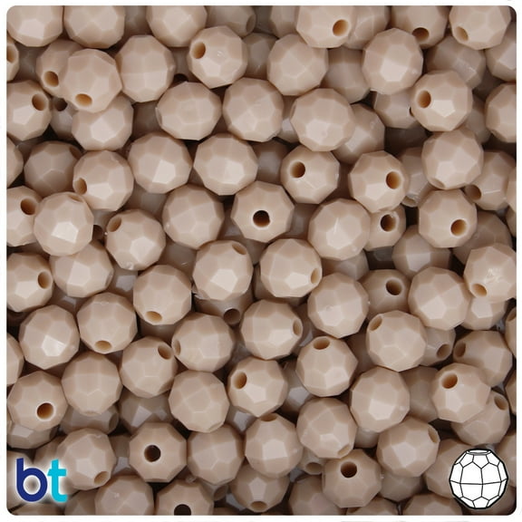 BeadTin Dark Ivory Opaque 8mm Faceted Round Plastic Beads (450pcs)