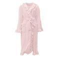 thumbnail image 4 of Breezora Women's Long Hooded Towelling Bathrobe Lightweight Dressing Gown for Sauna and Home Comfort with Soft Feel L Size Pink, 4 of 6