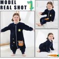 thumbnail image 2 of Saco de dormir de invierno, saco de dormir con piernas cálidas para niña y niño, pijama con patas de franela de manga larga para niños, saco de dormir grueso de dibujos animados de animales unisex de 5 a 6 años (búho azul marino) ER, 2 of 5