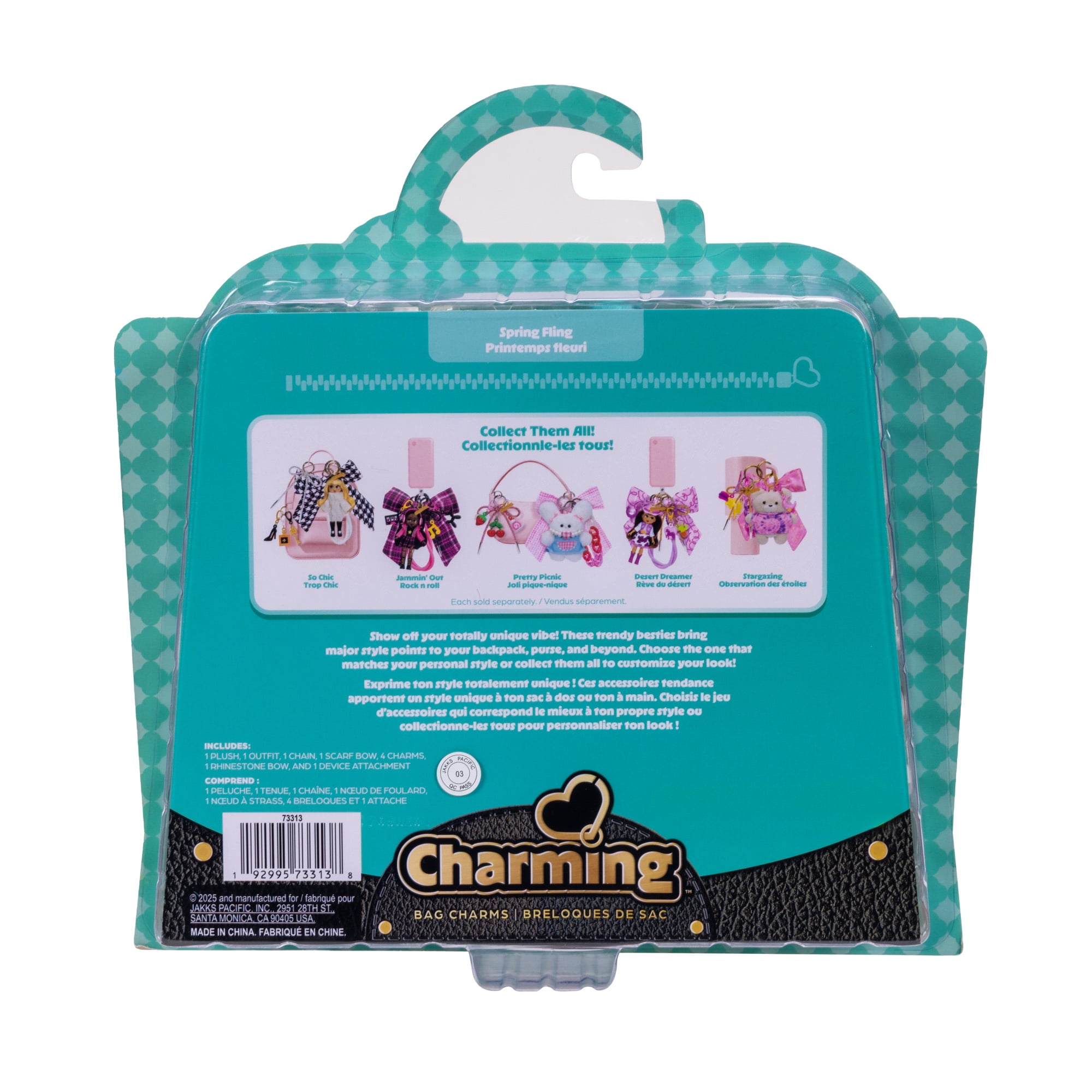 Charming Bag Charms Spring Fling Set with Plush Cat Doll & Accessories, 5+ Years