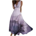 thumbnail image 2 of Fankiway Robe Longue Sans Manches à Col en V Imprimée Mode Printemps/été pour Femmes Robes de Plage Grande Taille pour Femmes, 2 of 5