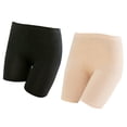 thumbnail image 5 of 2 pantalones cortos de seguridad de verano, ajustados, para vestir, faldas, leggings y pantalones cortos antidesgaste para mujeres y niñas (modal, parte superior lisa, L, negro y beige), 5 of 5
