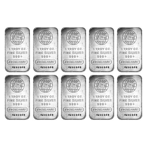 1 oz Silver Bar - Engelhard - Lot of 10