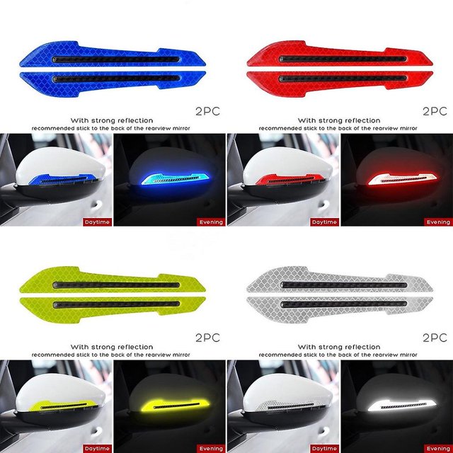 2 unids/set Universal coche tiras reflectantes fibra de carbono epoxi espejo retrovisor