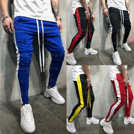 Men's Jogger Long Pants Sports Gym Workout Striped Trousers Tracksuit (Best Tracksuit Bottoms For Gym)