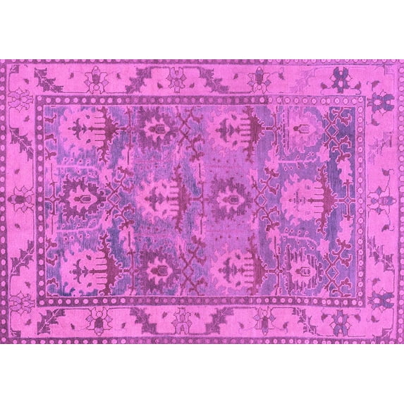 Ahgly Company Indoor Rectangle Oriental Purple Traditional Area Rugs, 6' x 9'