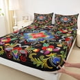 thumbnail image 4 of Erosebridal Bohemian Flower Full Size Sheets for Girls, Paisley Mandala Bed Sheets, 4 Pieces, 1 Flat Sheet 1 Fitted Sheet and 2 Pillowcases, 4 of 5
