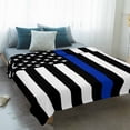 thumbnail image 4 of Blue American Flag Blanket Soft Cozy Warm Throw Blanket for Couch, Plush Fuzzy Flannel Fleece Blankets for Sofa, Black White Striped US Flag Stars Bed Blankets Lightweight Gifts for Women, 50"x60", 4 of 9
