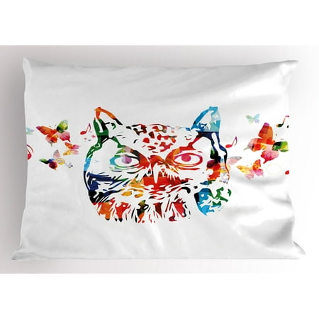 - Animal Pillow Sham Rainbow Colored Abstract Wild Birds Owl with Music Notes and Butterflies Image Art, Decorative Standard Size Printed Pillowcase, 26 X 20 Inches, Multicolor, by Ambesonne