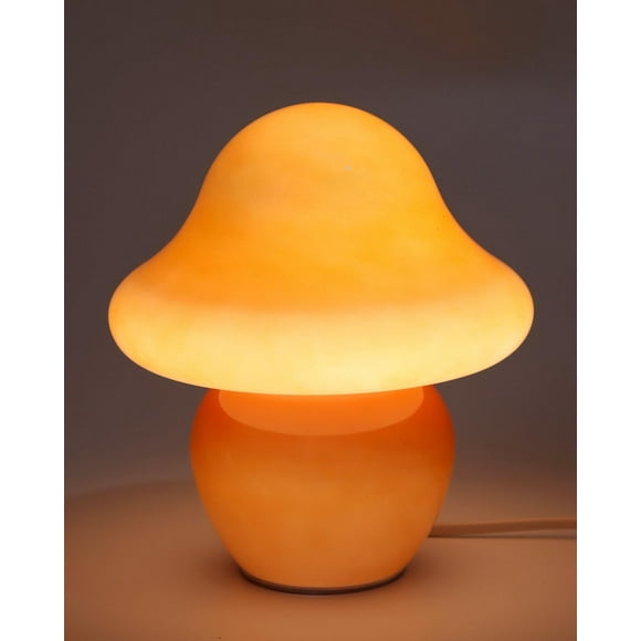 Lámpara de Mesa HEQET con Diseño de Hongo, Vidrio Naranja, 110V
