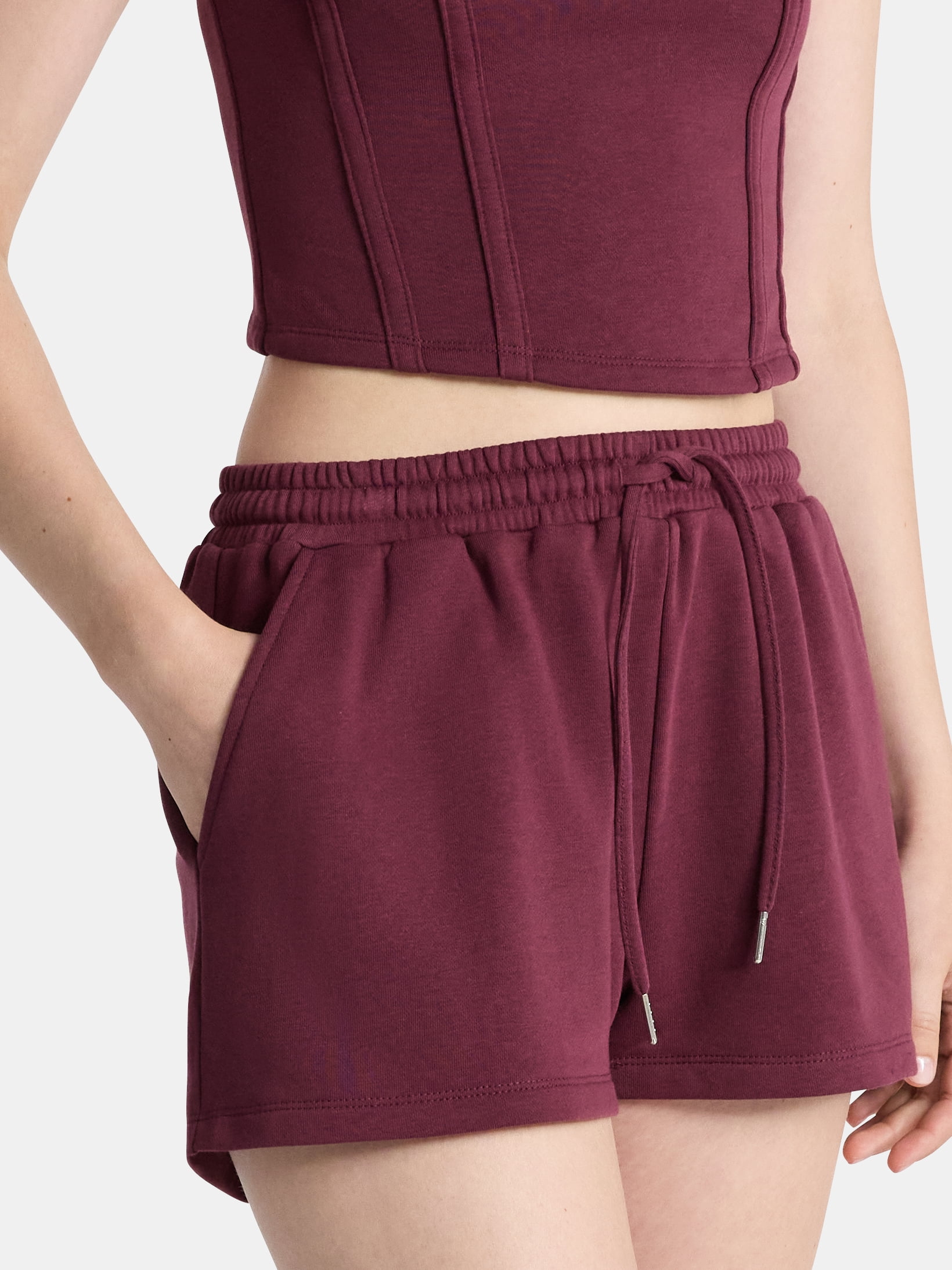 No Boundaries French Terry Tube Top and Shorts Set, 2-Piece, Women's
