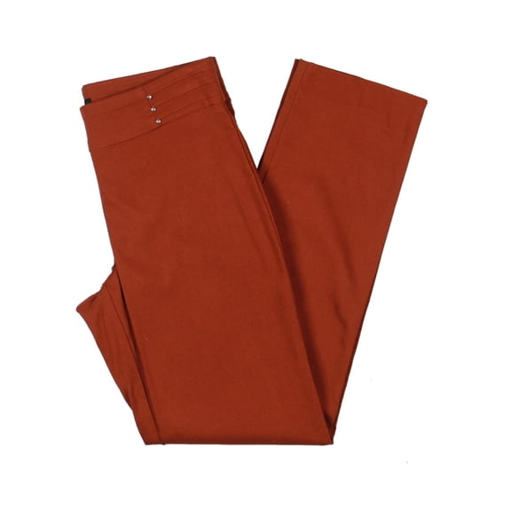 JM Collection Womens Petites Tummy Control Slim Straight Leg Pants