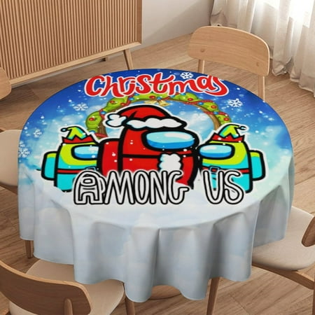 

Among Us Impostor Round Tablecloth，Waterproof Stain and Wrinkle Resistant Washable Fabric Table Cloth for Restaurant Picnic Indoor and Outdoor Dining