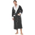 thumbnail image 1 of Men's Coral Fleece Robe Full Length Lounge Shawl Bathrobe with 2 Pockets, 1 of 7