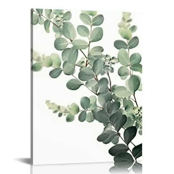 EastSmooth FRAMED Botanical Plant Wall Art, Green Eucalyptus Leaf Picture Canvas Wall Art Minimalist Floral Wall Decor for Bedroom Living Room Bathroom Kitchen
