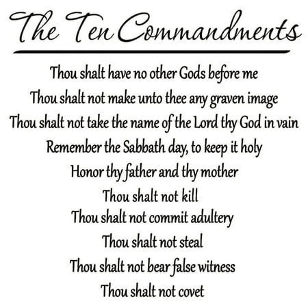 Scripture Stickers - VWAQ 10 Commandments Wall Decal Bible Vinyl Scripture Quote Faith God Ten Commandments Home Decor Stickers
