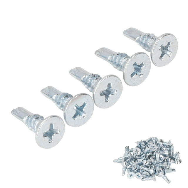 Vis de Forage Croisé en Acier au Carbone Galvanisé 4.8x16mm, Vis de Forage avec 50 Pcs Vis de Réparation de Meubles pour Usage Domestique et de Bureau