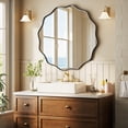 thumbnail image 3 of BEAUTYPEAK 30" Wavy Round Bathroom Mirror Wall Decor with Deep Frame, Black, 3 of 11