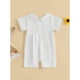 thumbnail image 4 of Suealasg Baby Boys Summer Jumpsuit Short Sleeve Doll Collar Print Romper Bodysuit Infant One Piece Clothes, 4 of 8
