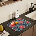 thumbnail image 5 of Yayeee Dish Drying Mat for Kitchen Counter 16" x 18" Microfiber Super Absorbent Coffee Decorative Pad, Red Christmas Leaves, 5 of 9