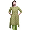 thumbnail image 1 of Bimba Green Leaves & Floral Printed Asymmetrical Kurti Tops For Women Indian Summer Dress Tunic XXX-Large, 1 of 6