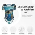 thumbnail image 4 of Saiise Motif Tortue Aquarelle Grenouillère à Manches Courtes Col Rond Pyjama Extensible avec Fermeture à Pression-TTG, 4 of 7
