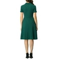 thumbnail image 3 of INSPIRE CHIC Robes Vintage pour Femmes 2024 Col Plat Manches Courtes Ajustées et Évasées Robe S Vert Foncé, 3 of 7
