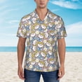 thumbnail image 5 of Uemuo Cute Rabbit Printed Regular Fit Short Sleeve Casual Hawaiian Shirt for Men,Aloha shirt,Tropical shirt,Floral print shirt,Vacation Beach shirt-Small, 5 of 9