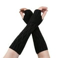 thumbnail image 2 of AWZXDE Womens Gloves Long Knitted Solid Color Fashion Arm Warmer Fingerless Mitten Winter, 2 of 2