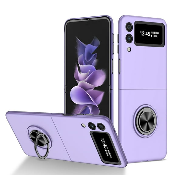 SaniMore for Samsung Galaxy Z Flip 4 6.7" 2022 Case with Magnetic Car Mount 360°Rotating Kickstand Anti-scratch Anti-shock Drop Resistant Slim Folding Case For Samsung Galaxy Z Flip 4, Purple