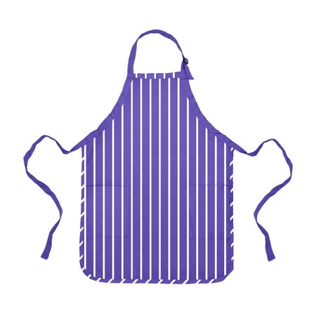 

DALIX Apron Commercial Restaurant Home Bib Spun Poly Cotton Kitchen Aprons (2 Pockets) in Striped Purple