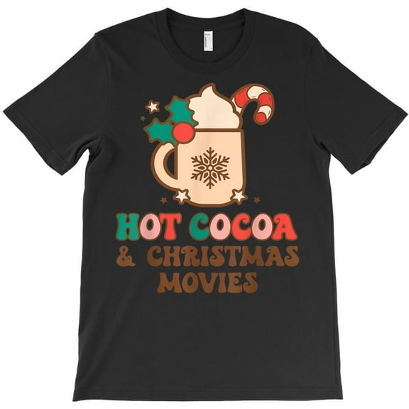Hot Cocoa And Christmas Movies Funny Retro Christmas Family Pajama Graphic - USA Printed, H3050 T-Shirt, for Men and Women, Up to Size 5XL
