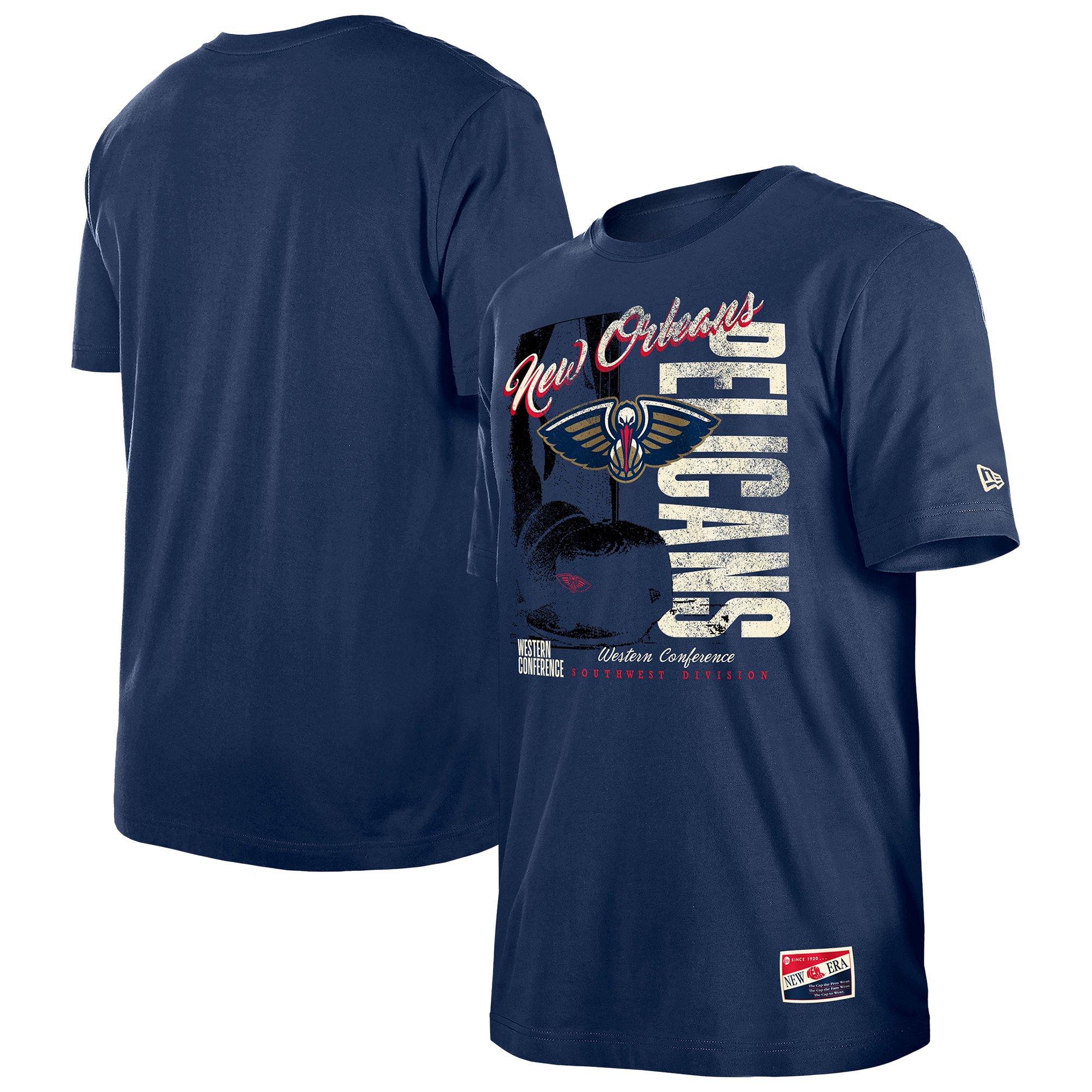 Men's-New Era Navy New Orleans Pelicans Distressed Throwback Vintage Color Pack T-Shirt