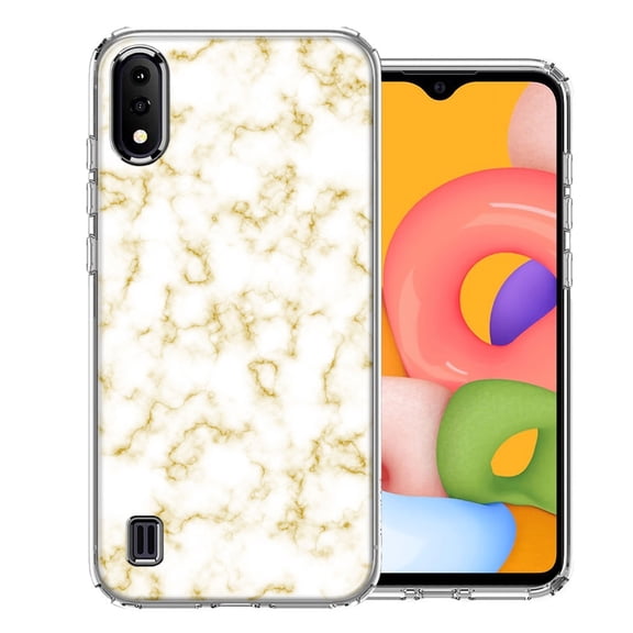 MUNDAZE For Samsung A01 Gold Marble Design Double Layer Phone Case Cover