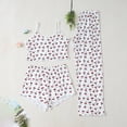 thumbnail image 3 of Tnhcen Women's 3 - Piece Sleepwear Set Cropped Cami Top Shorts Long Pajama Pants Soft Stretchy Heart Print Loungewear Casual Pajamas for Women Bedroom Nightwear, 3 of 8
