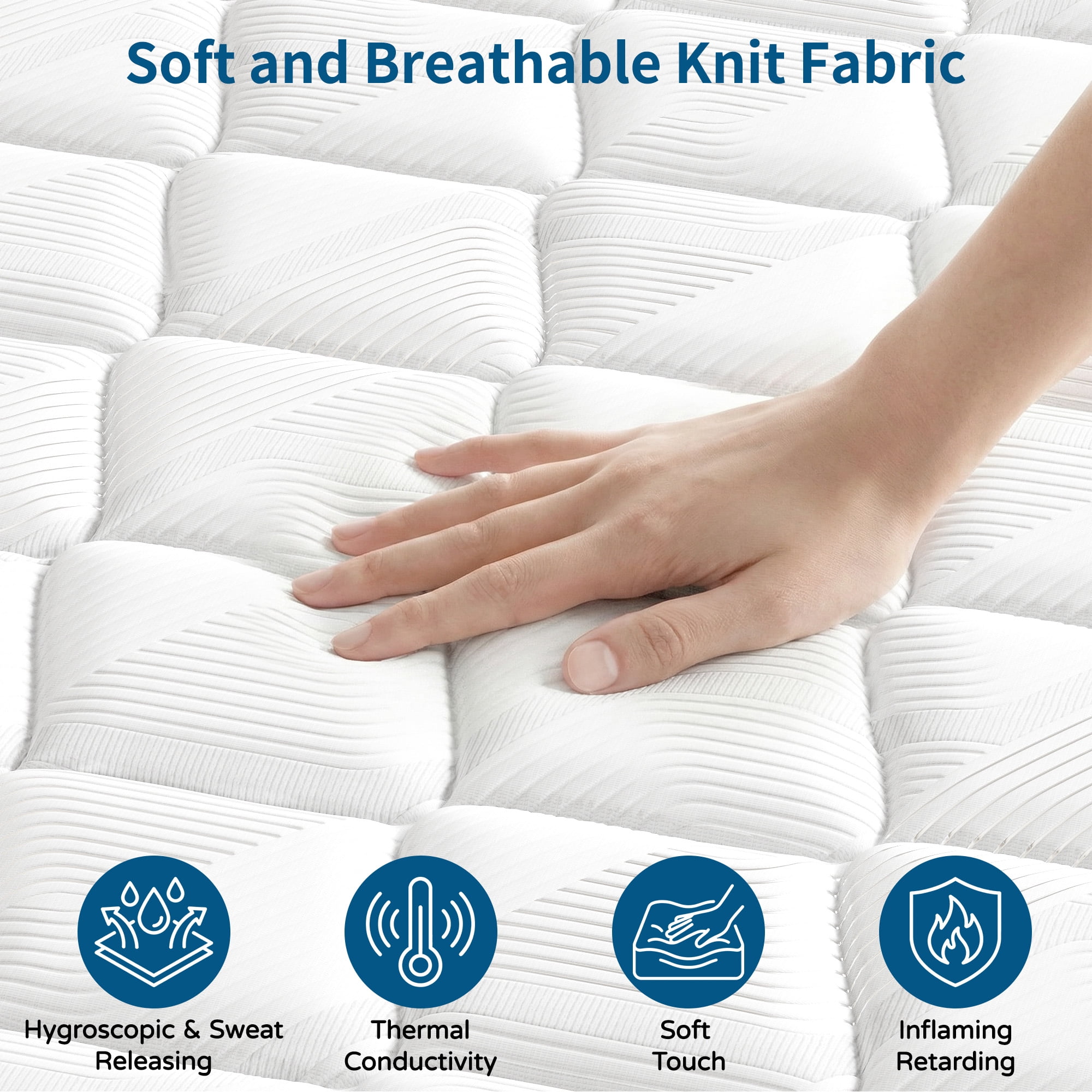 King Size 12" Hybrid Mattress - Gel Memory Foam & Pocket Springs, Medium Firm Feel, Motion Isolation, Pressure Relief, CertiPUR-US