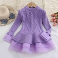 thumbnail image 4 of mgoYE Girls Long Sleeve Autumn Winter Knit Sweater Christmas Dress Casual Wear(Purple,7-8 Years), 4 of 9