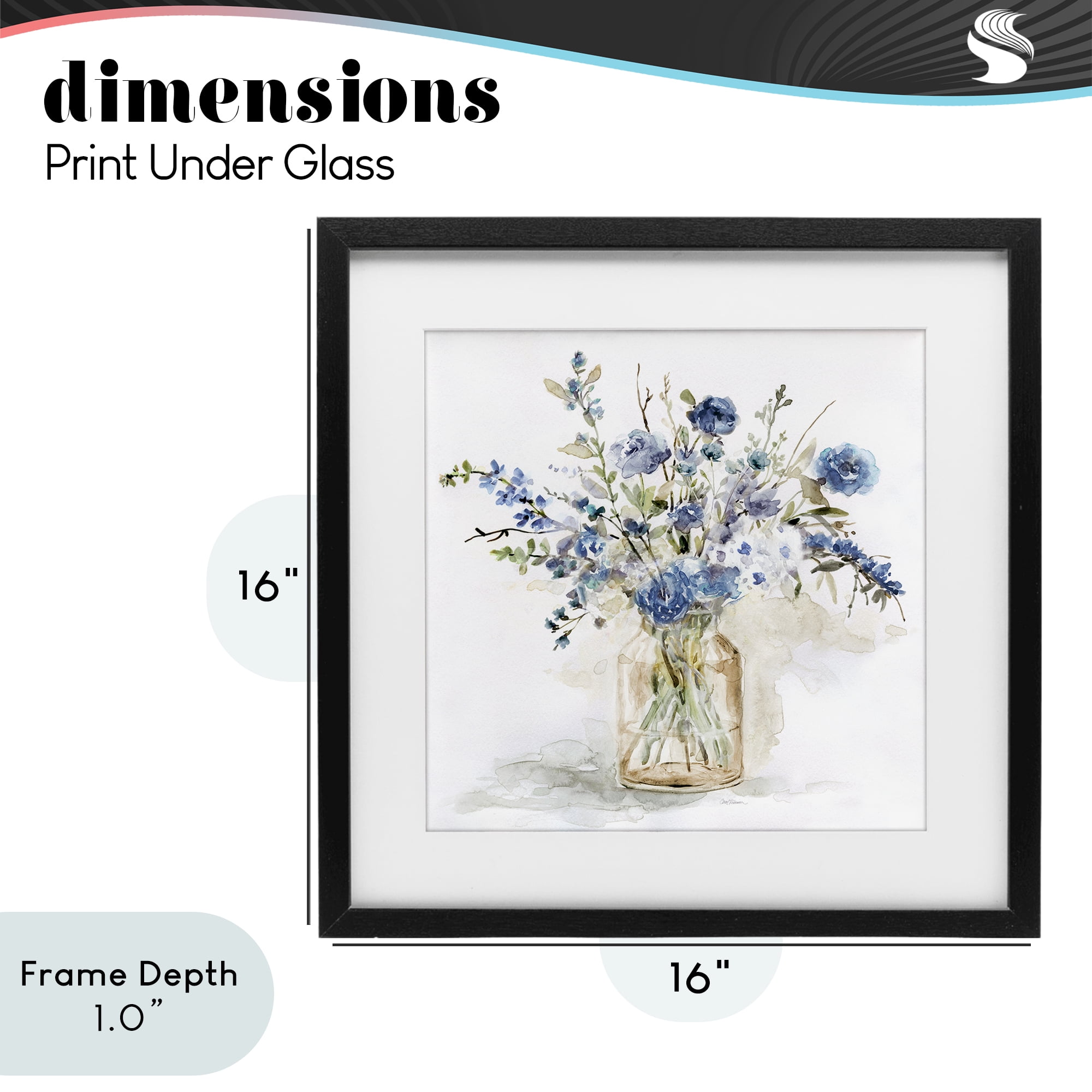 Stupell Industries Spring Floral Dollops Black Framed Print Under Glass, design by Carol Robinson