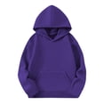 thumbnail image 3 of Piuwrlz Girls Fall Hood Sweatshirts Kids Plain Hoodies Long Sleeve Pullover Purple Size 11-12 Years, 3 of 10