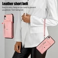 thumbnail image 5 of for iPhone XR Case with Zipper Card Holders and Crossbody Strap & Short Belt for Women, RFID Blocking PU Leather Button Flip Shockproof Wallet Case Cover for iPhone XR - Rosegold, 5 of 10