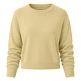 thumbnail image 5 of Dwellite Women Sweaters Knitted Cropped Crewneck Basic Trendy Fall Tops Cropped Sweater Winter Long Sleeve Dressy Top 2026 Yellow XL, 5 of 6