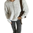 thumbnail image 3 of Womens Button Up Cardigan Sweaters Long Sleeve Crew Neck Fall Soft Knit Loose Sweater Tops Light Gray L, 3 of 8