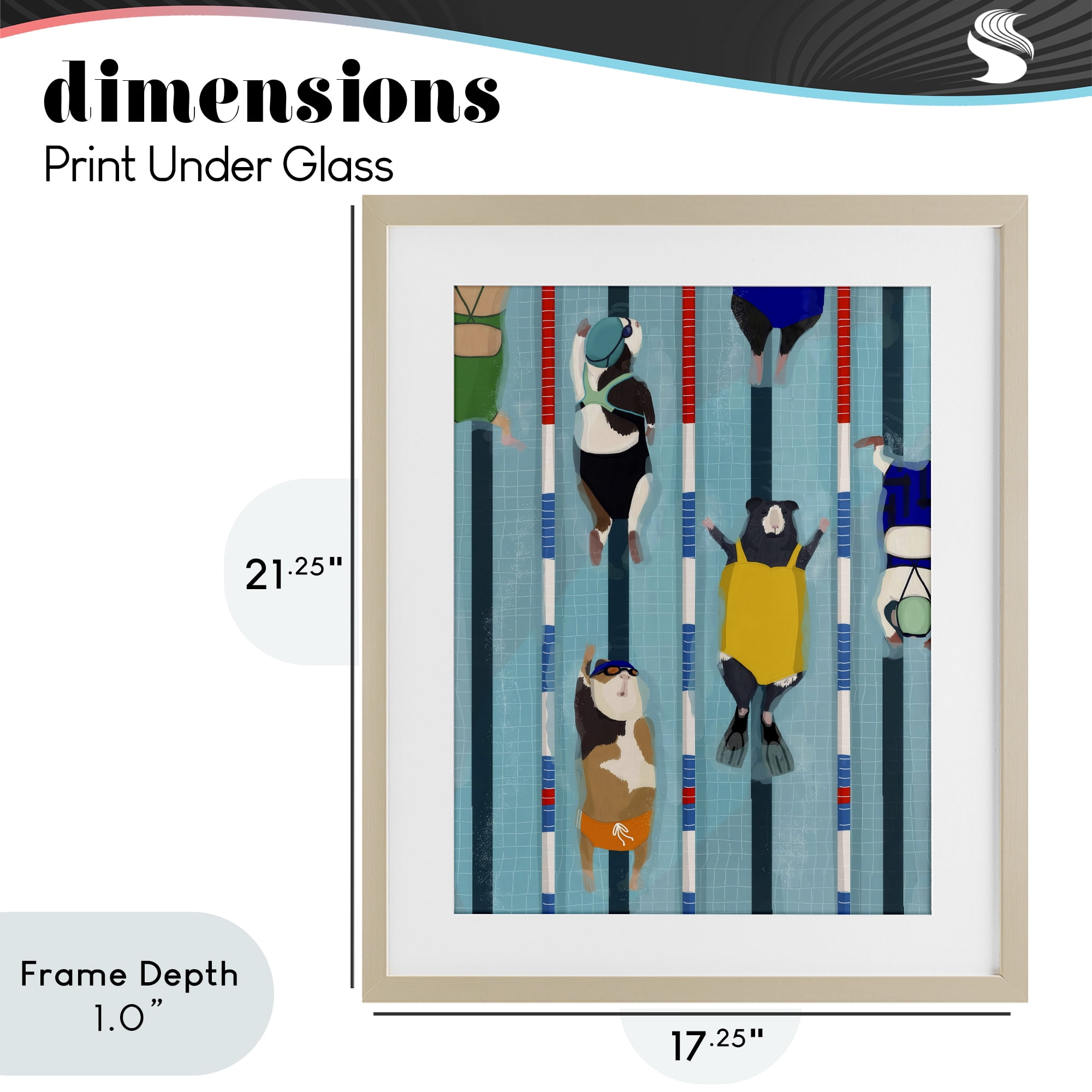 Stupell Industries Guinea Pigs at Lido Birch Framed Print Under Glass, design by Hanna Melin