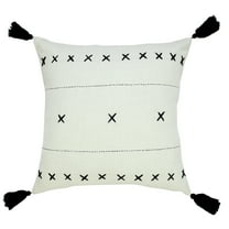 Ox Bay 20" x 20" Hand-Woven White/ Black Geometric Organic Cotton Pillow Cover